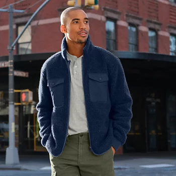 Men's Borg Fleece Zip Front Shacket